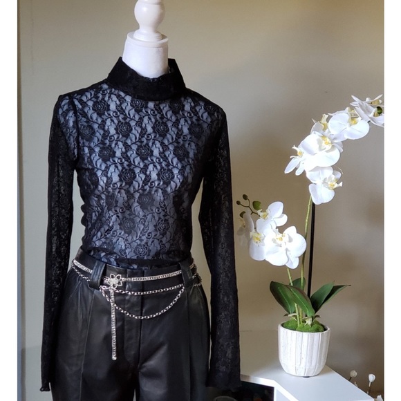 Urban Outfitters Tops - Pre owned URBAN OUTFITTERS black lace high neck top in excellent condition